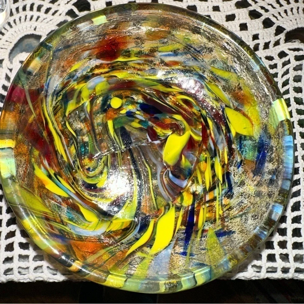 Mexican Artisan Hand Blown Colorful Confetti Glass Bowl
